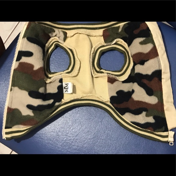 NWOT Beige twill quilted bomber jacket for dog - Picture 6 of 13